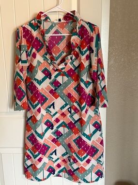 Michelle McDowell Geometric Print V-Neck Shift Dress - Multi